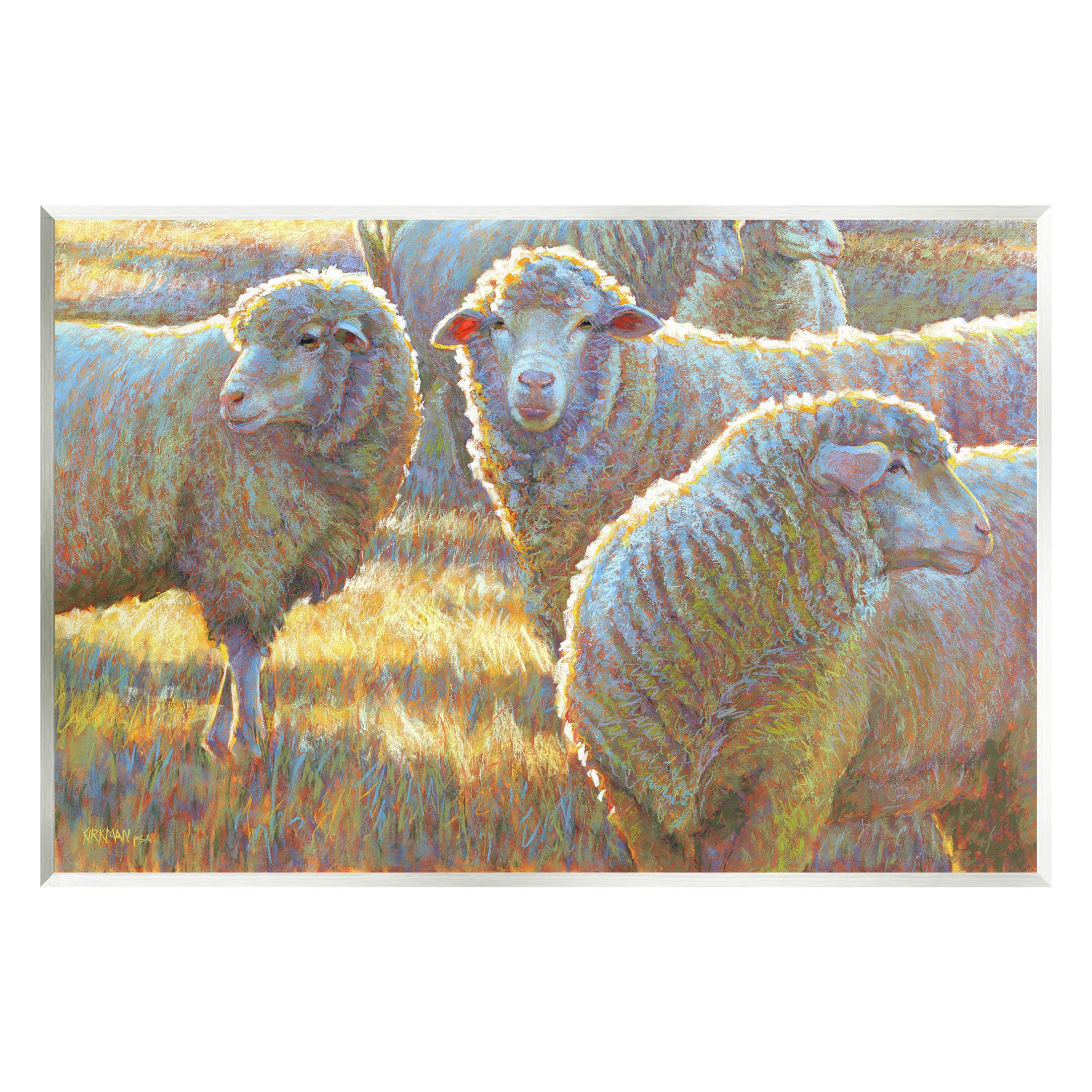 Sheep Herd Grazing Grassland Animals & Insects Painting Unframed Art Print Wall Art