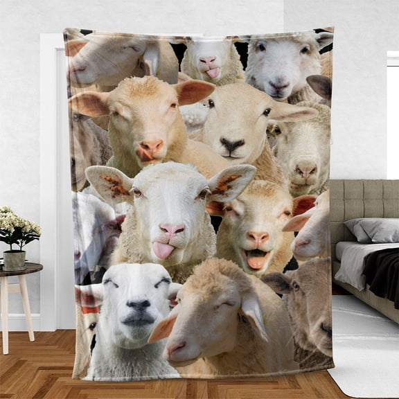 Sheep Herd Pattern Blanket, Farmer, 60x80in Fleece Blanket