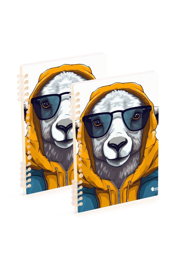 Sheep Hoodie Sunglasses Ring Binder Notebook Journey Note Diary College Ruled Spiral Notebook Study Loose Leaf Paper A5 60 Pages