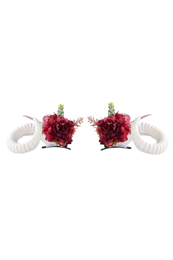 Sheep Horn Flower Hairpin NonSlip Grip Costume Accessory For Adults Kids Halloween Cosplay