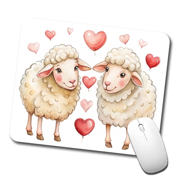 Sheep In Love With Hearts Valentine's Day Mouse Pad Low Profile Gaming Mat