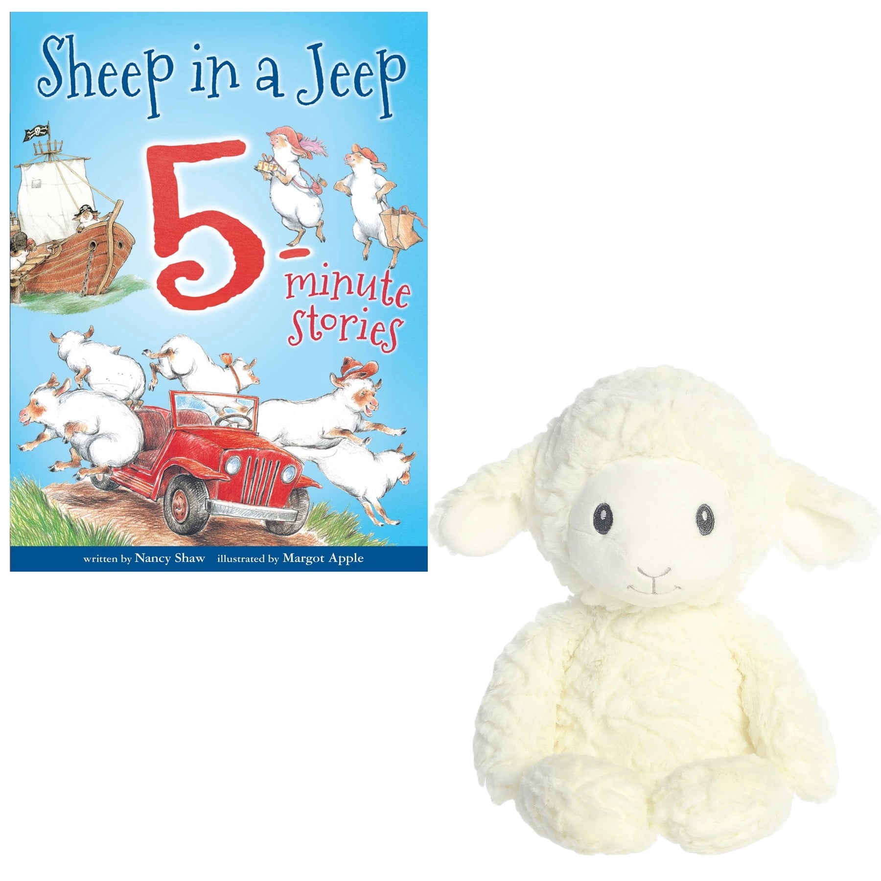 Sheep in a Jeep Book Collection by Nancy E Shaw, Margot Apple (8 Funny Stories), and Ultra Soft Lamb Plush Doll (Educational Gift Set with Action, Adventure, and Humor)