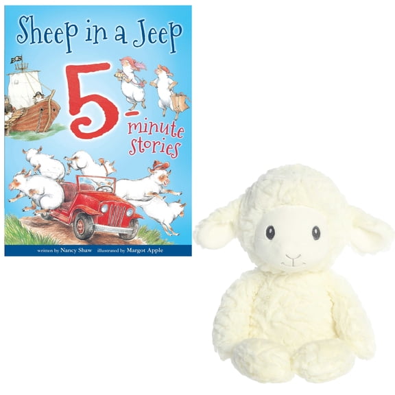 Sheep in a Jeep Book Collection by Nancy E Shaw, Margot Apple (8 Funny Stories), Ultra Soft Lamb Plush Doll and Gift - Book Bag (Educational Gift Set with Action, Adventure, and Humor)
