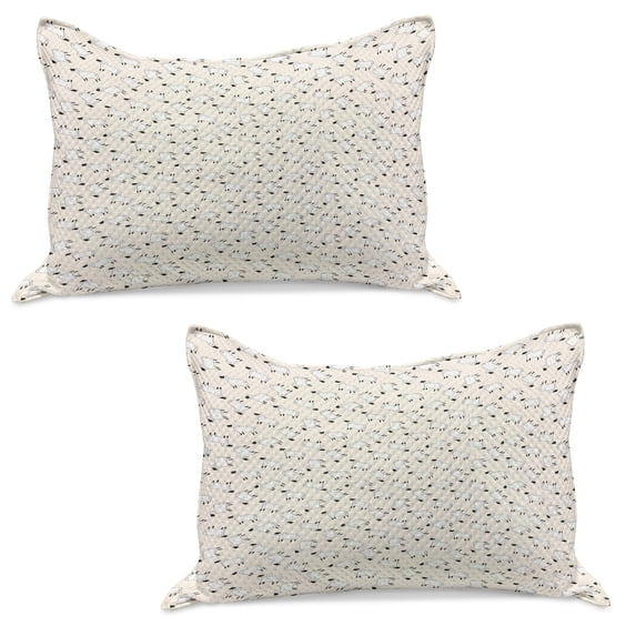 Sheep Knitted Quilt Pillowcover Set of 2, Cartoon Style Funny Animals Chewing Green Farm Wildlife Themed Pattern, Standard Queen Pillow Sham Bedroom, 30" x 20", White Black Green, by Ambesonne