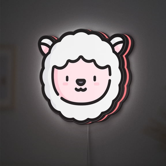 Sheep LED Lightbox - Farm Wool Mammal Ram Decor, Custom Led Sign for Home Office Shop Decor (Width 8 inch, 20cm)