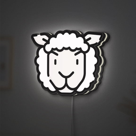 Sheep LED Lightbox - Zoo Wildlife Farming Fauna Decor, Custom Led Sign for Home Office Shop Decor (Height 8 inch, 20cm)