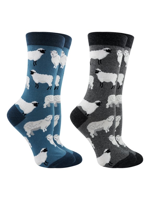Sheep Lamb Socks 2-Pack (Teal/Charcoal, Medium)