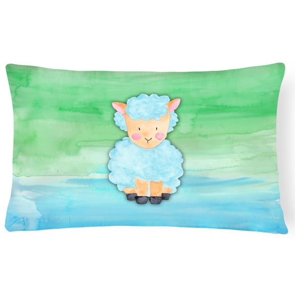 Sheep Lamb Watercolor Canvas Fabric Decorative Pillow