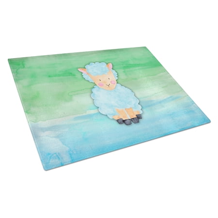 Sheep Lamb Watercolor Glass Cutting Board Large
