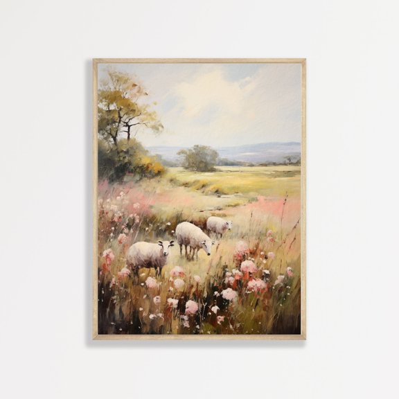 Sheep Landscape Wall Art Countryside Field Poster
