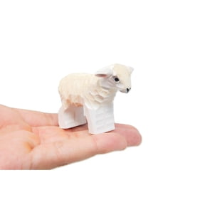 Sheep - Little Lamb Farm Wood Figurine Baby Goat Ewe Domestic Miniature Barn Small Animal Toy Hand Carved Home Decor Folk Ornament Minifigure