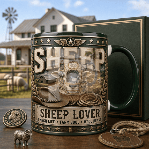 Sheep Lover Mug Rustic Ranch Life Coffee Cup Gift for Farmers and Sheep Owners