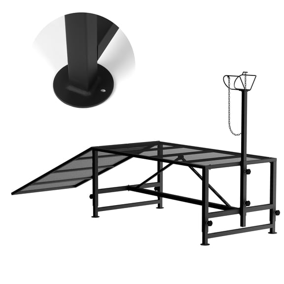 Goat Care Stand, Animal Holding Stand, Sheep Grooming Rack, 47" Gentle Ramp, Rust-Resistant Coating, for Goat, Bathing, Brushing