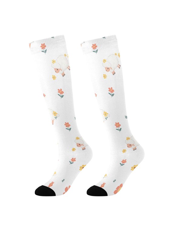 Sheep Novelty Patterned Knee High Socks Breathable Stretchy Soft Tall Boot Socks