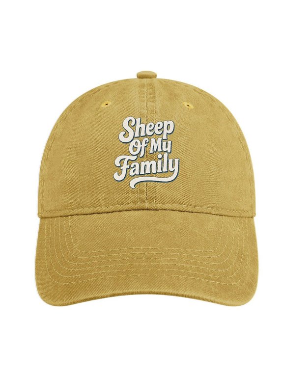 Sheep Of My Family Sand Colour Cotton Baseball Cap for Men Women, Outdoor Casual Adjustable Hat