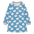 Sheep Pattern Grass Girl's Long-sleeved Dress A-line One-Piece Dress ...