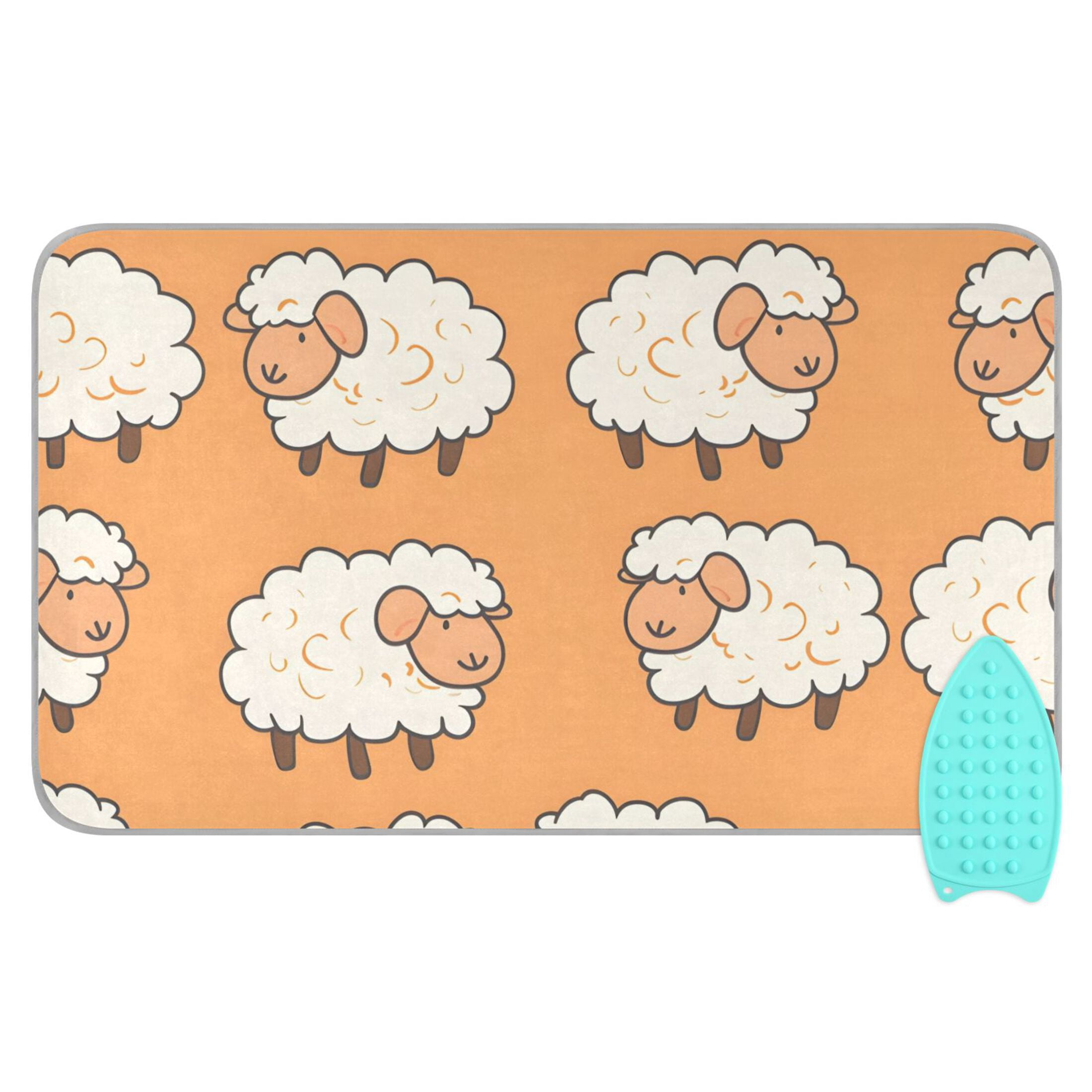 Sheep Pattern Ironing Mat Blanket Portable Travel Ironing Pad Heat Resistant Pad 47.2" x 27.6”