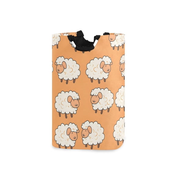 Sheep Pattern Laundry Basket with Handles Foldable Laundry Hamper Freestanding Washing Bin 50L