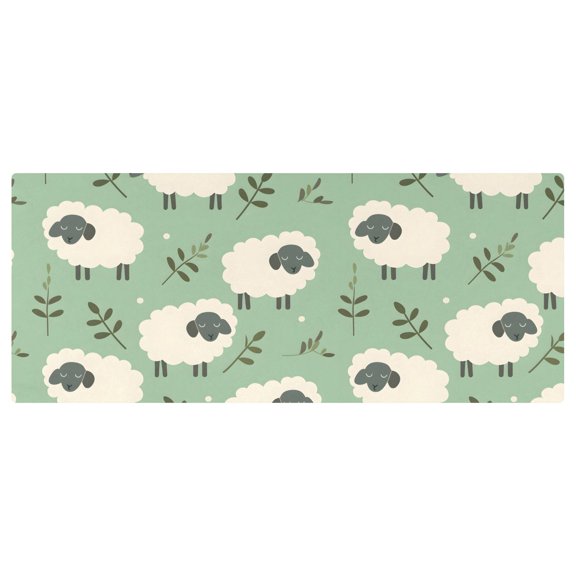 Sheep Pattern Stretch Fitted Tablecloth 2.5x6ft Elastic Wrinkle Resistant Cover