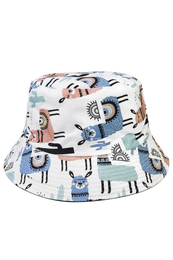 Sheep Reversible Bucket Hat For Men Women Summer Travel Beach Outdoor Fishing Hat 100% Cotton - J896-White