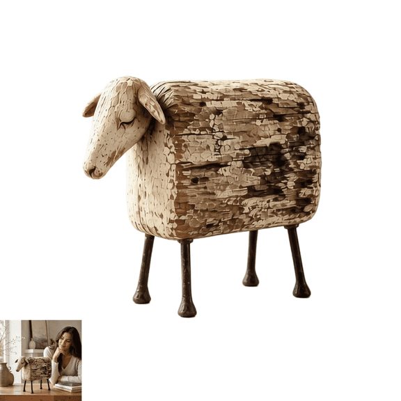 Sheep Rustic Farmhouse Decor, Rustic Sheep Figurine Home Decor, Cottage Style Table Decor, Compact Farm Animal Accent for Mantelpiece, Shelving, FlatSurface Indoor Home Arrangement