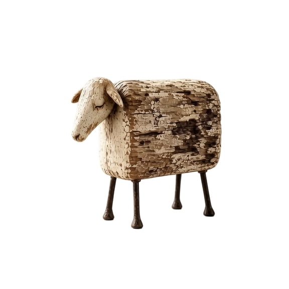 Sheep Rustic Farmhouse Decor, Rustic Sheep Figurine Home Decor, Cottage Style Table Decor, Resin Animal Sculpture with Weathered WoodGrain Finish for Mantel Shelf Indoor Display