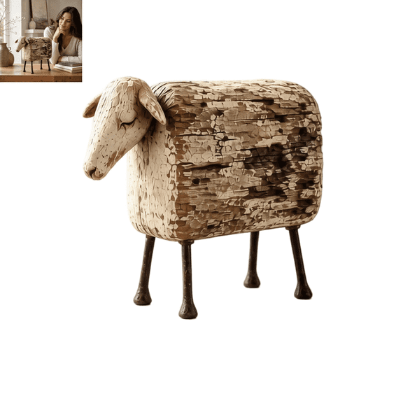 Sheep Rustic Farmhouse Decor, Rustic Sheep Figurine Home Decor, Cottage Style Table Decor, Vintage Farm Animal Sculpture for Console Table, Cabinet and Entryway Home Display