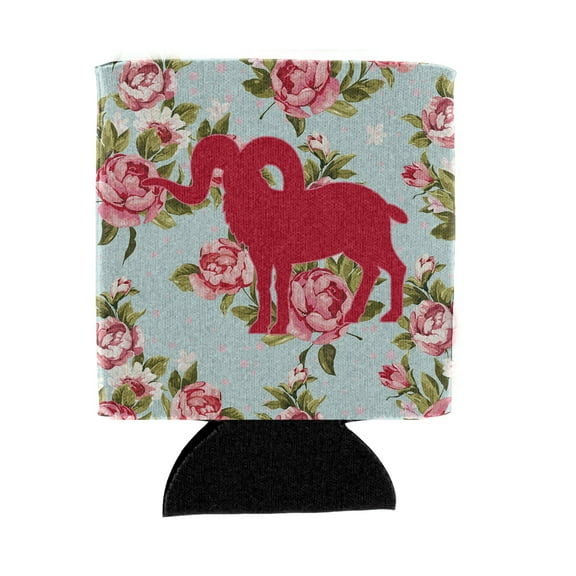 Sheep Shabby Chic Blue Roses Can or Bottle Beverage Insulator Hugger BB1007