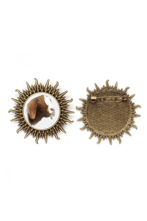 Sheep Side Eyes Ears Art Deco Fashion Metall Sonne Brosche Haken Pin