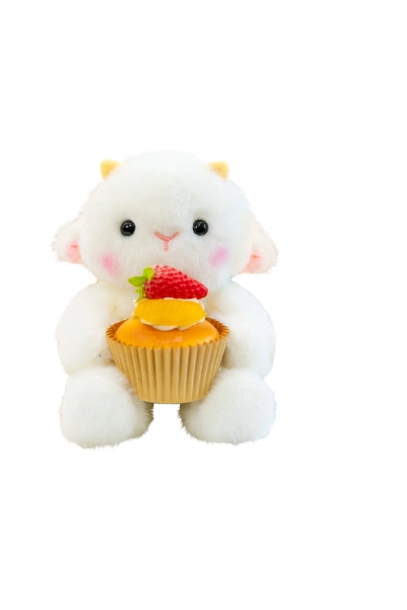 Sheep Stuffed Animal, Green Stuffed Animal, Lamb Stuffed Animal, 8 In, Mango Cupcake Accent, Girls Bedroom Decor, Soft Fluffy Collectible, 1 Pc