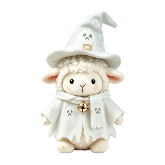 Sheep Stuffed Animal Lamb Stuffed Animal Soft Plush Sheep with Ghost Witch Hat Cute Stuffed Animal Student Stuffed Animal for Holiday Decor 1 Pack