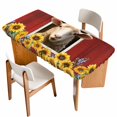 thumbnail image 1 of Sheep Sunflower Table Cloths for 5 Foot Rectangle Tables, Country Red Farm Barn Spring Flowers Patio Waterproof Elastic Fitted Tablecloths, Washable Rectangular Table Cover for Camping, 1 of 8