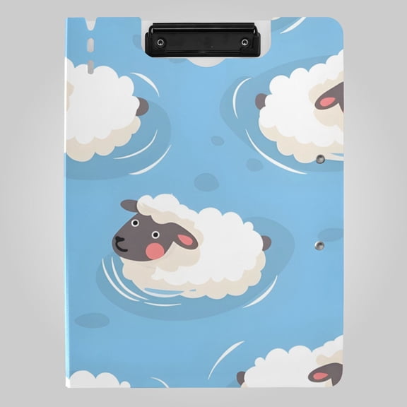 Sheep Swimming Foldable Binder Folder Clipboard with Pen Slot Double Clips A4 Size File Storage