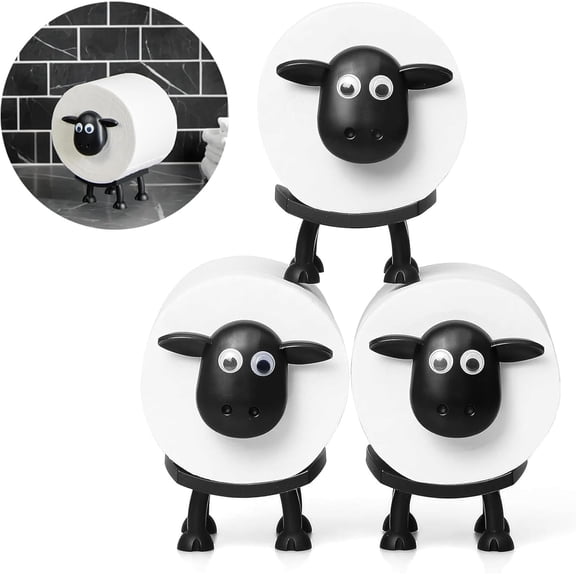 Sheep Toilet Paper Holder 3 Pack, Novelty Stand-Alone Bathroom Tissue Storage, Decorative Organizer for Home or Guest Bathroom