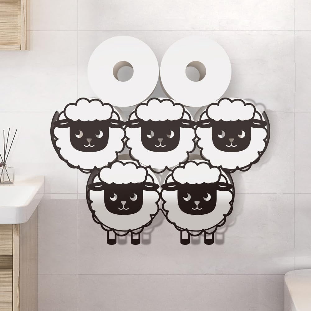 Sheep Toilet Paper Holder Stand Metal Sheep Animal Toilet Paper Storage 8 Rolls for Bathroom Funny Animal Toilet Paper Organizer Freestanding Toilet Paper Roll Holder for Home Office Décor