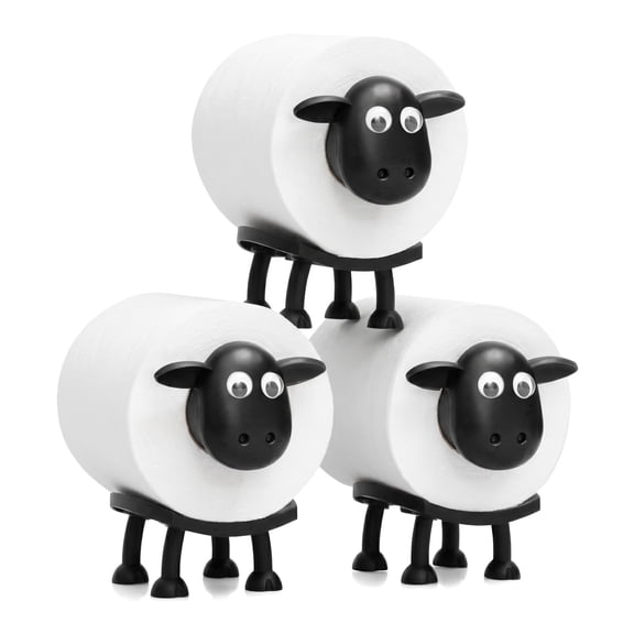 Set of 3 Sheep Toilet Roll Holder, Free Standing Bathroom Tissue Storage, Funny 3D Printed Black Sheep Loo Roll Holder, Cute Bathroom Decor