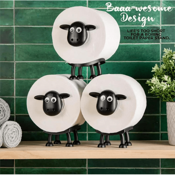 Sheep Toilet Roll Holder, Free Standing Bathroom Set, 3D Printed, Funny Hilarious Black Sheep Loo Roll Holder, Tissue Paper Storage, Cute Bathroom Decor, X3, Set of 3