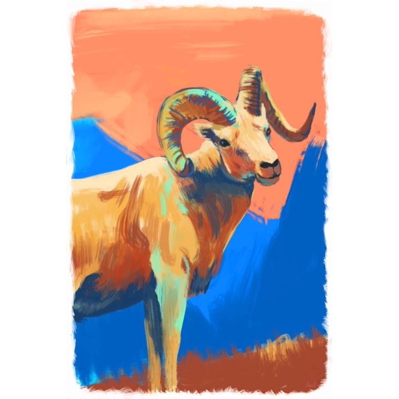 Sheep, Vivid Watercolor (36x54 Giclee Gallery Art Print, Vivid Textured Wall Decor)