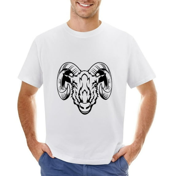 Sheep White Black Vintage T-shirt Mens Cotton Classic Crewneck Short Sleeve Tees Unisex White S