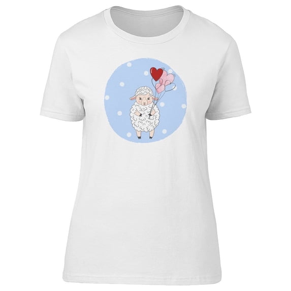 Sheep With Heart Balloons Tee Women's -Image by Shutterstock