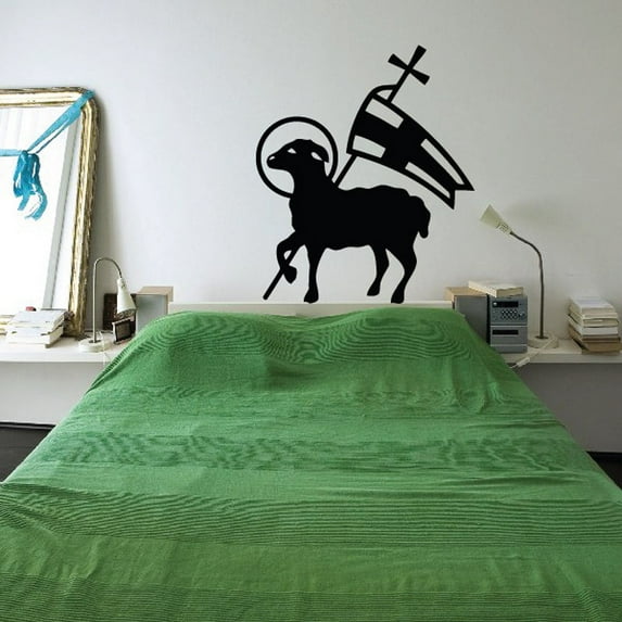 Sheep With Knights of Templar Flag Decal - 36 Inches