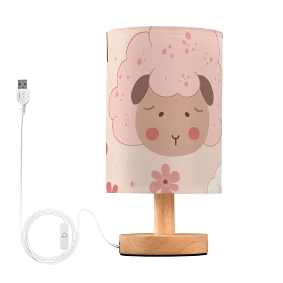 Sheep and Flowers Cute Table Lamp with USB Port LED Warm Light Lamp Night Light Home Decor