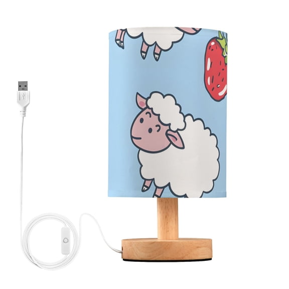 Sheep and Strawberries Table Lamp with USB Port LED Warm Light Lamp Night Light Home Decor