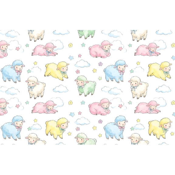 Sheep in Clouds Pattern Edible Icing Image Cake Topper, by TNCT