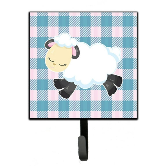 Sheep on Blue Gingham Leash or Key Holder