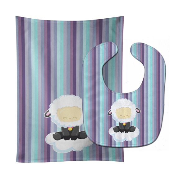 Sheep on Cloud Baby Bib and Burp Cloth