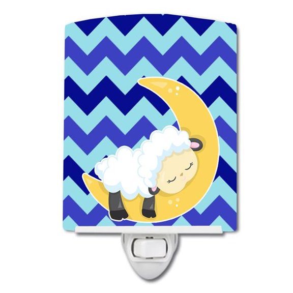 Sheep on Moon Chevron Ceramic Night Light