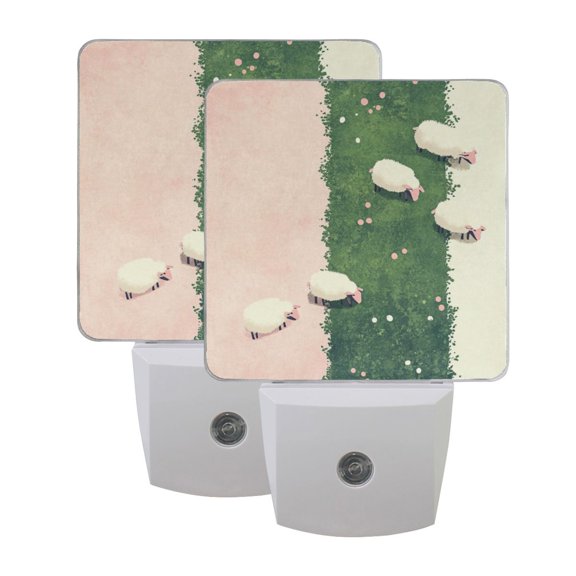 Sheep on The Grass LED Night Light with Smart Sensor Plug Into Wall Dusk to Dawn 2 packs