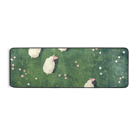 Sheep on The Grass Runner Rug for Hallways Kitchen Non Slip 2'x 6' Washable Hall Carpet for Bedroom Entryway Laundry Room