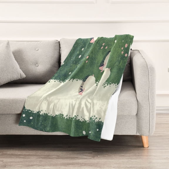 Sheep on The Grass Throw Blanket 60" x 90" Soft and Warm Blankets for Couch Sofa and Bed